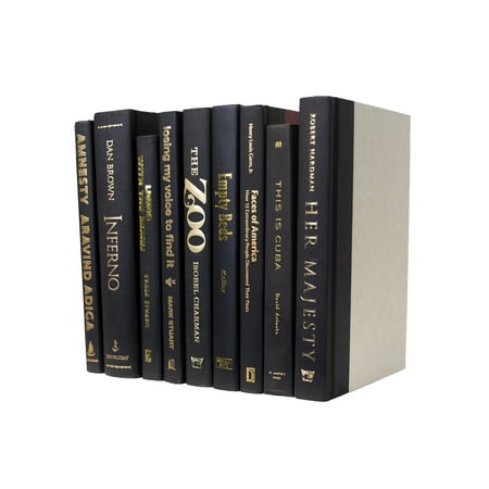 

Decorative Books Pen & Willow Black with Gold Font - Real shelf-ready book bundles for home or office decor weddings or staging.