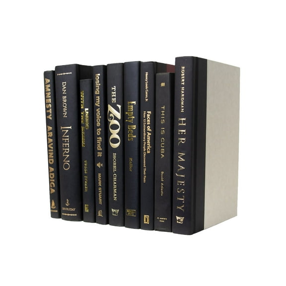 Decorative Books Pen & Willow Black with Gold Font - Real shelf-ready book bundles for home or office decor, weddings or staging.
