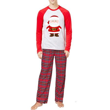 

Zukuco Matching Family Pajamas Sets Christmas PJ s Sleepwear with Santa Claus Printed Tee and Plaid Pants Loungewear
