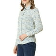 thumbnail image 5 of INSPIRE CHIC Valentine's Day Women's Button Down Shirt Ditsy Floral Long Sleeve Point Collar Office Top L White-Blue Floral, 5 of 9
