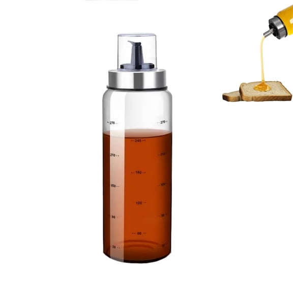 Glass Oil Bottle Kitchen Olive Oil Dispenser Glass Vinegar Bottle Honey Storage Bottle Maple Syrup Measuring Dispenser for Kitchen Cooking 10oz/300ml 1pack
