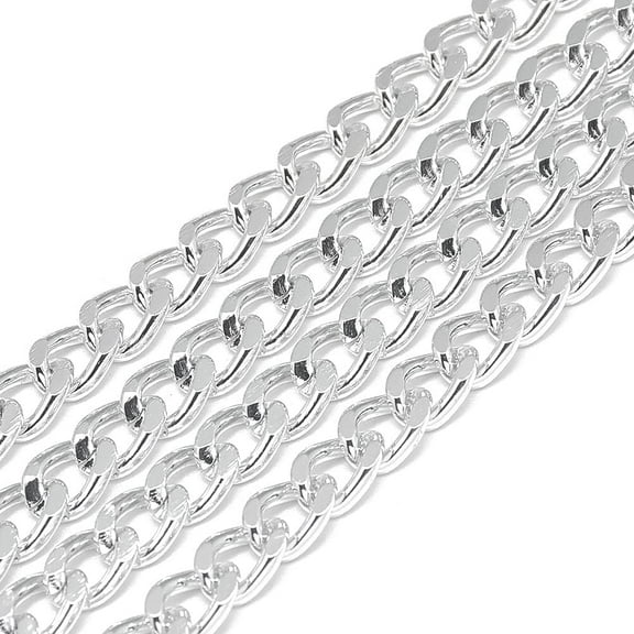 16.4 Feet(5m) Unwelded Aluminum Curb Chains Silver DIY Craft Chain Stainless Steel Chain Curb Jewelry Making Findings Supplies for Jewelry Making Necklace Bracelet 7x5x1.4mm