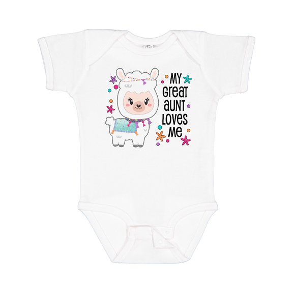 Inktastic My Great Aunt Loves Me- cute and happy llama Boys or Girls Baby Bodysuit
