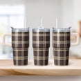 thumbnail image 2 of 20oz Double Wall Stainless Steel Tumbler, Geometric Texture Travel Mug with Handle, Insulated Leak-Proof Cup with Straw, 2 of 5