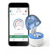 DiscoMax Bluetooth Rechargeable Hearing Amplifiers - smart phone App for iphone/iOS/android - low cost hearing ear assist Amplifier - Pair - FREE 2X replaceable battery modules