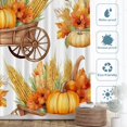 thumbnail image 3 of Cortina de ducha con decoración de cosecha del día de Acción de Gracias, carretilla con calabazas, flores, maíz, decoración de baño, anillos de plástico de fibra de poliéster, de secado rápido,, 3 of 4