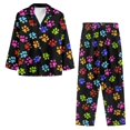thumbnail image 3 of Renewold Womens Pajama Sets Button Down Sleepwear Loungewear Colorful Dog Paw Shirt Top Set 2 Packs Softness Loungewear Ladies Jogger Walking Outfits Size 2XL, 3 of 6