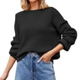 thumbnail image 1 of Gibobby Suéter de invierno para mujer, Suéter de Manga Larga algodón con Cuello Redondo Suéter para Mujer(Negro,M), 1 of 5