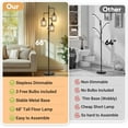 thumbnail image 6 of Floor Lamp - 3 Light Farmhouse Rattan Floor Lamp for Living Room, Industrial Tree Floor Lamps with 3 X 6W LED Bulbs, Rustic Standing Tall Lamp for Bedroom, Office, 68", Black, 6 of 13