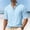 Blue1, variant on Kojanyu Men's Solid Cotton-Linen Blend Three-Quarter Sleeve Half V-Neck Button-Up Pullover Top Basic Casual Shirt S-XXL