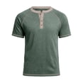 thumbnail image 5 of Henley Shirts for Men Summer Raglan Short Sleeve Color Block Casual Loose T-Shirts Lightweight Basic Tees, 5 of 5