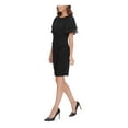 thumbnail image 3 of JESSICA HOWARD Womens Black Ruched Flutter Jewel Neck Above The Knee Evening Sheath Dress Petites 14P, 3 of 4