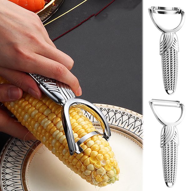 Pelador de maíz, herramienta de aleación, fácil de desgranar, agarre ergonómico, para cocinar en casa, utensilio de cocina, acabado de acero inoxidable, utensilio para preparar alimentos. Blahzhy