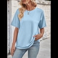 thumbnail image 4 of Camisetas Holgadas de Gran Tamaño para Mujer, Cuello Redondo, Corta, Blusa Informal de Verano Y2K 2025, Camiseta Básica Azul M, 4 of 10