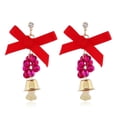 thumbnail image 3 of Christmas Earrings Bowknot Bell Alloy Crystal Dangle Earrings Drop Earrings, 3 of 10