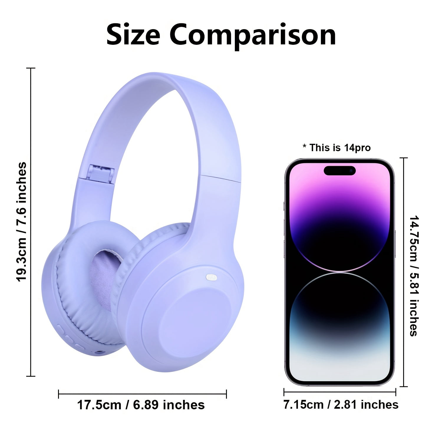 Wireless Noise-Cancelling Headphones with Long Battery, Stereo Sound for Running Travel Exercise, Available in Black Purple Beige