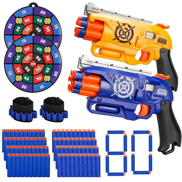 Pack de 2 pistolas Blaster Guns BBNote para niños mayores de 3 años con 80 dardos de espuma y 2 objetivos