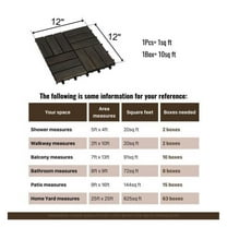 Wood Interlocking Deck Tiles, 10PCS 12x12 Dark Brown Outdoor Flooring - Patio, Balcony, Pool Decking - Waterproof, Anti-Mildew, DIY Interlocking Tiles