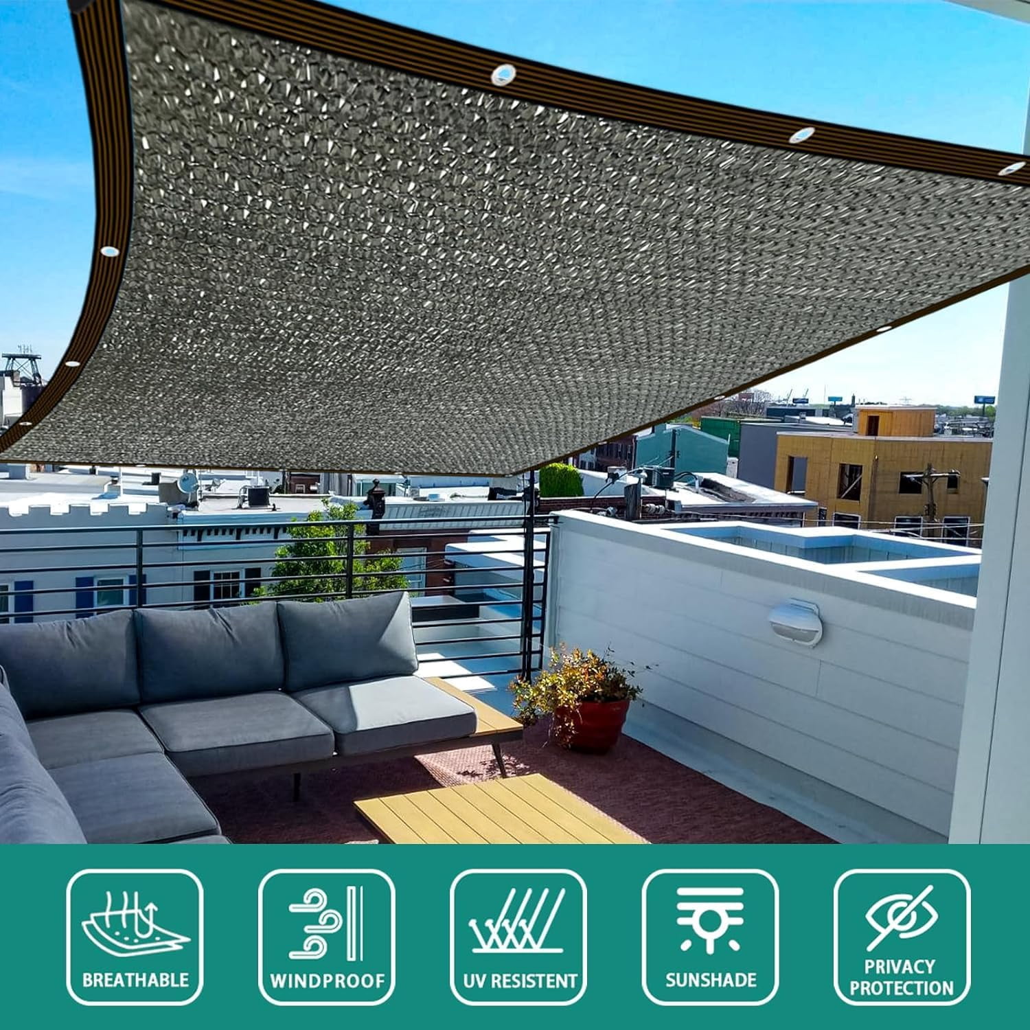 Black 90% Shade Cloth,6.5x6.5 FT Tear Resistant Sun Shade Net with Reinforced Grommet,Durable Garden Shade Tarp Cover for Greenhouse,Plant Cover, Chicken Coop,Patio and Pergola