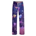 thumbnail image 6 of Hearthz Valentines Pajamas Pants for Women Love Heart Graphic Pajama Pants Womens Drawstring Wide Leg Holidays Sleep Pants for Women, 6 of 7