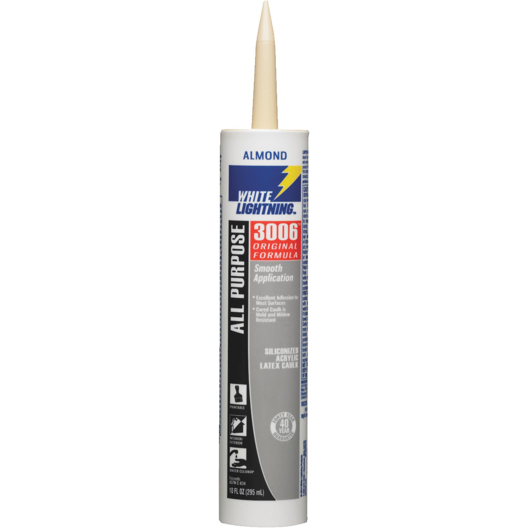 WHITE LIGHTNING 3006 ADHESIVE CAULK 10 OZ ALMOND