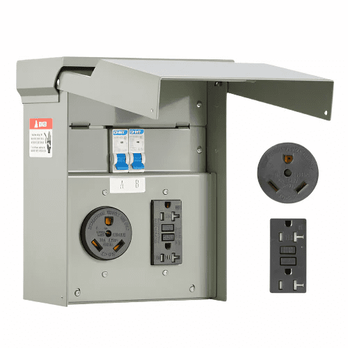 20/30Amp Temporary Power Outlet Box RV Electrical Panel NEMA & GFCI