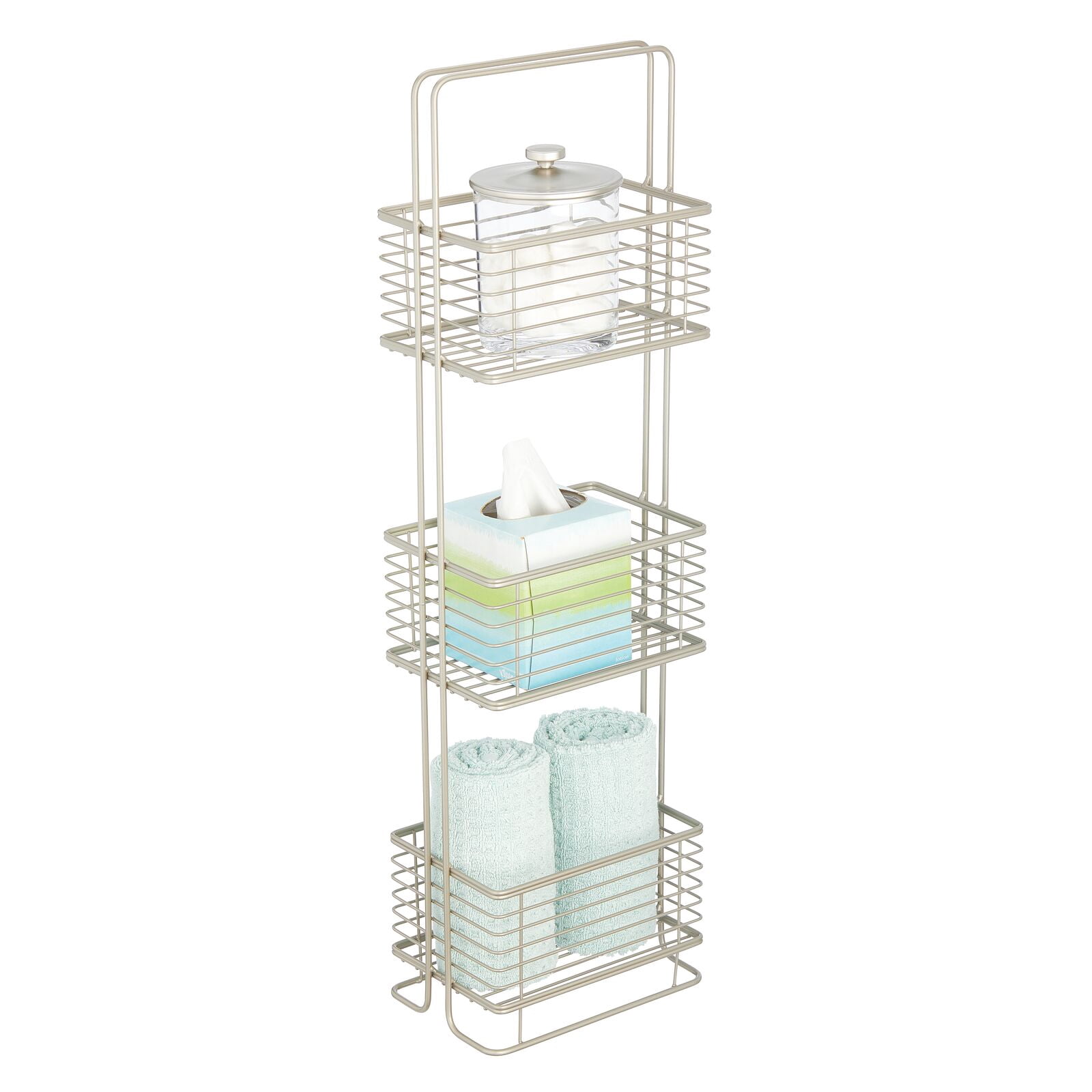 mDesign Slim Metal Wire 3 Tier Free-Standing Bathroom Shelving Unit ...
