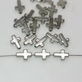 thumbnail image 4 of U8MO 200 Silver Tone Metallic Acrylic Smooth Cross Beads 13X9mm Earring Craft DIY-13X9mm, 4 of 9