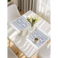 thumbnail image 5 of Navy Blue Boho Placemats Set of 6, Vintage Southwestern Geometric Stripes Placemats for Dining Table, Place Mats for Kitchen Tabletop, Waterproof Wipeable Dining Table Mats Set, 5 of 9