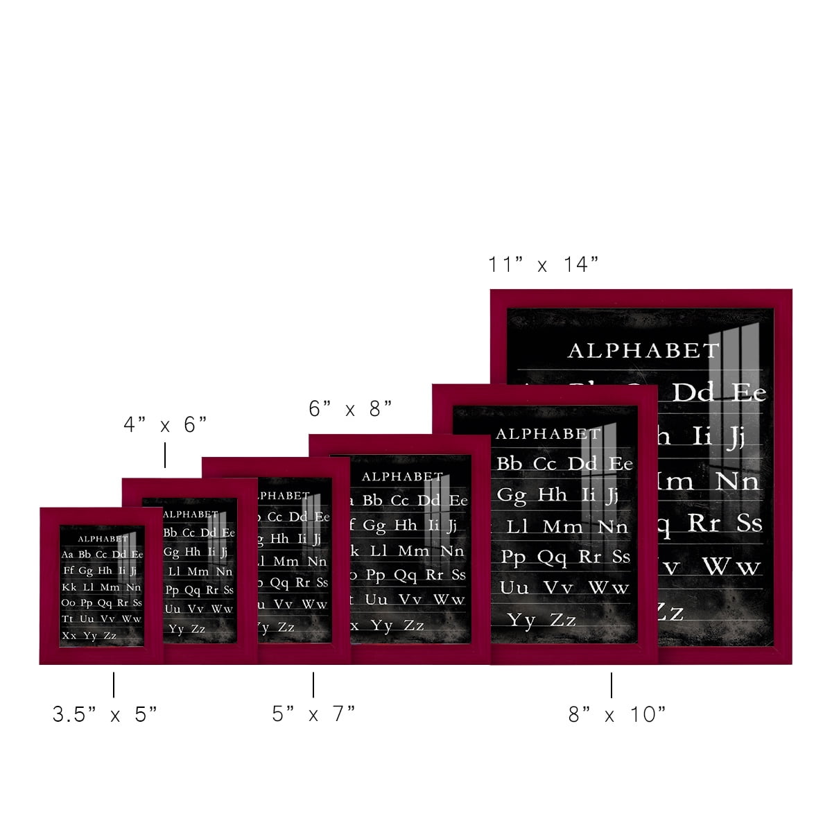 Alphabet Chart - Framed Print w/glass - Cherry Red