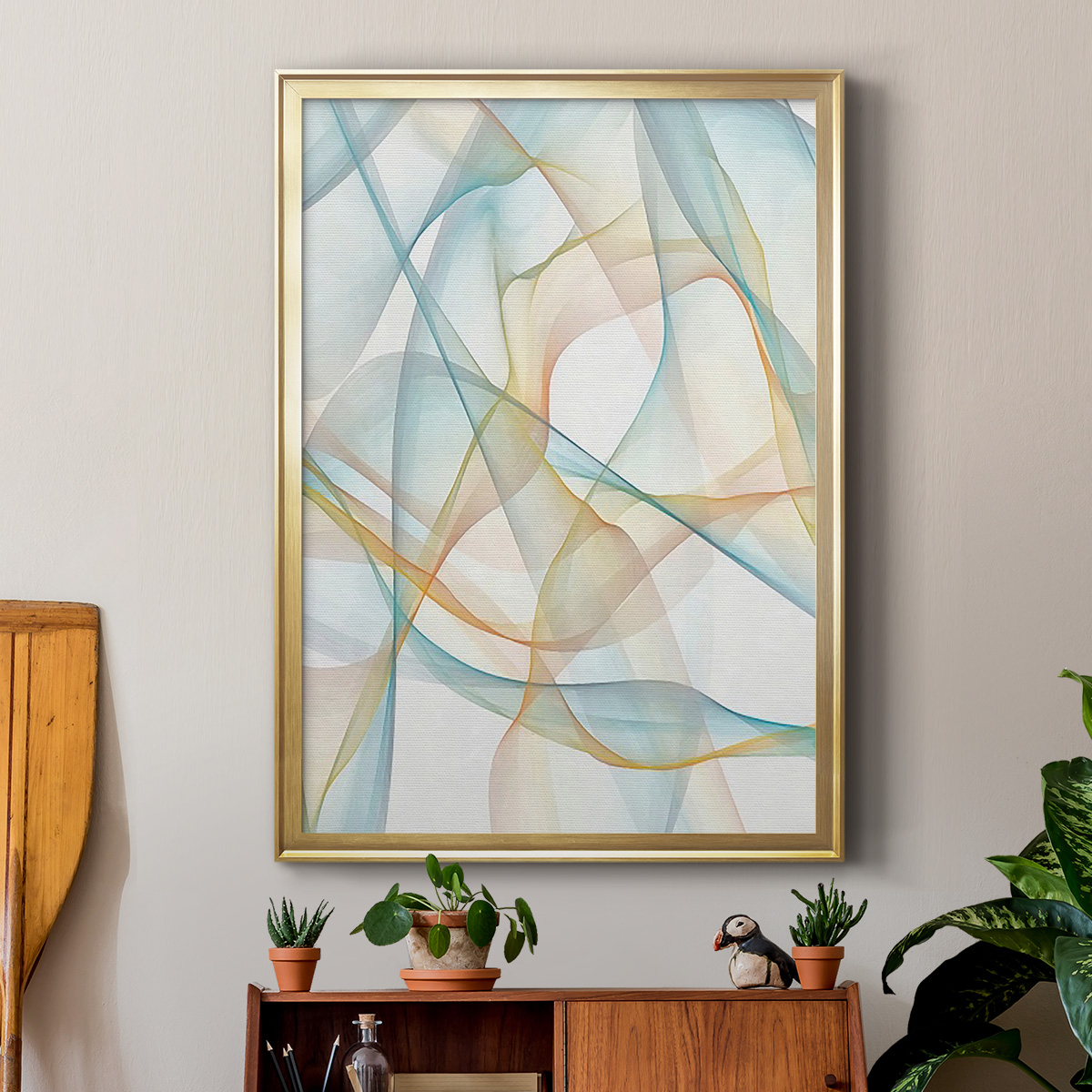 Curves and Waves III Premium Framed Print, in Gold, Black, or Silver - Ready to Hang