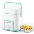thumbnail image 1 of TLOG Mini arrocera de 2,5 tazas sin cocer, con revestimiento de cerámica saludable, olla de arroz portátil de 1,2 l de viaje, pequeña para 1 a 3 personas, fabricante de arroz personal, vaporizador de, 1 of 5