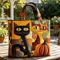 thumbnail image 6 of Quilted Tote Bag Halloween Tote Bags for Women Cute Cat Pumpkin 3D Printed Purse Hobo Bag for Shopping Womens Tote Bag, Blue M, 6 of 6