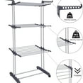 thumbnail image 6 of Clothes Drying Rack Folding Drying Rack Clothing 4 Tier Clothes Horses Rack Stainless Steel Laundry Drying Rack with Two Side Wings Grey, 6 of 6