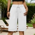 thumbnail image 2 of Lmueinov Women's Bermuda Shorts, High Waisted Pleated Dress Shorts with Drawstring, Casual Knee Length Summer Work Business Pants, 2 of 5