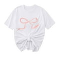 thumbnail image 1 of Primavera Top Mujeres Moda Casual Nueva Cinta de Arco Impresa Cuello Redondo Camiseta de Manga Corta, Camiseta de Cuello Tripulado, 1 of 8