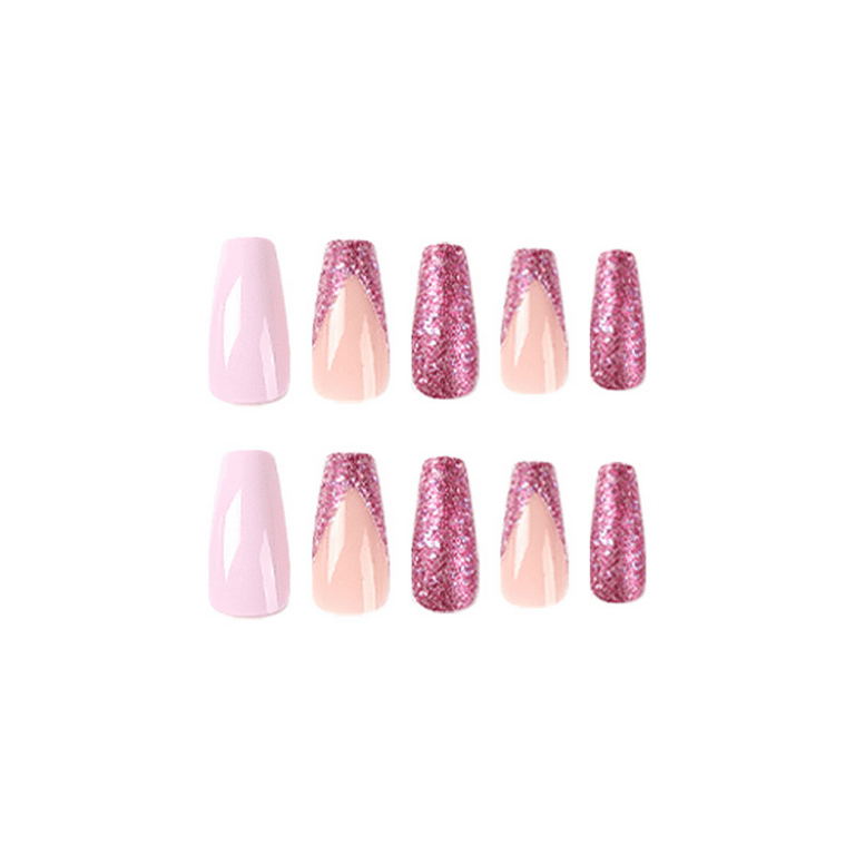 Purple acrylic nails with glitter outlet