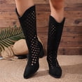 thumbnail image 5 of Women's Knee High Boots Back Zipper Cut-Out Chunky Heel Fall Fashion Tall Boots, 5 of 7