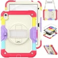 thumbnail image 1 of Pour IPad 10.2 7th 8th 9th 10th Gen Air 2 3 4 5 10.9 Mini 6 9.7 Pro 11 Étui pour Tablette Enfants Silicone PC Armure Support Antichoc Housse 02 Rianbow Rouge IPad 7 8th 9th 10.2, 1 of 6