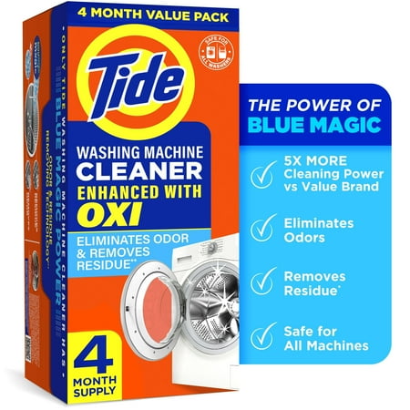 tide washing machine cleaner with oxi powder odor eliminator and washer residue remover 4 count