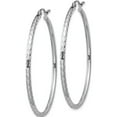 thumbnail image 2 of Sterling Silver Rhodium-Plated 2mm Diamond Cut Hoop Earrings (47 X 45) Made In Mexico qe4465, 2 of 5