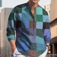 thumbnail image 4 of Camisas Para Hombre Manga Corta Camisa casual con botones de moda de primavera y otoño para hombre (Blue, M), 4 of 5