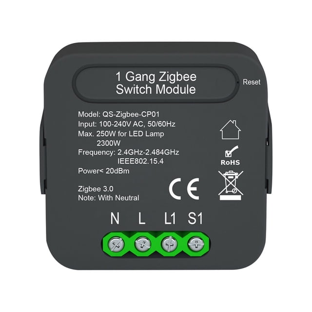 Riwcyla QS,,CP01 Intelligent Switch Module Switch Conversion Module 1 Gang Switch Module Device Sharing Timing Function Mobilephone APP Remotes Control Compatible with Home Voice Control Need t