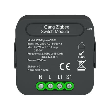 

Carevas QS--CP01 Intelligent Switch Module Intelligent Home Switch Conversion Module 1 Gang Switch Module Device Sharing Timing Function Mobilephone APP Remotes Control Compatible with Home Voic
