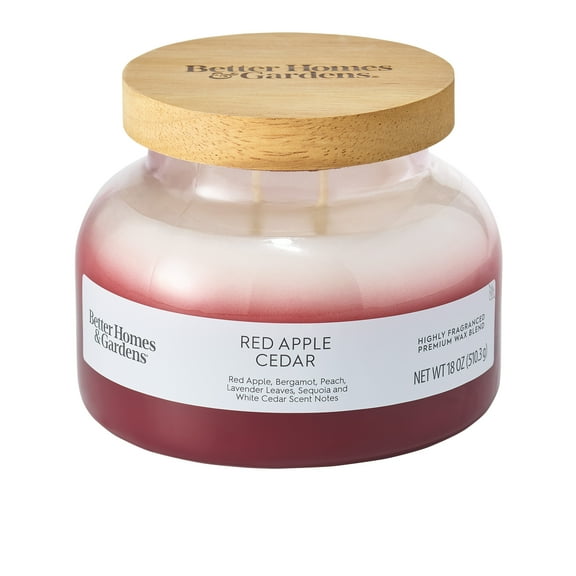 Better Homes & Gardens Red Apple Cedar Scented 2-Wick 18oz Ombre Bell Jar Candle