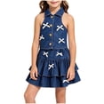 thumbnail image 2 of BXJX Girls Summer Denim Outfit Sets Size 7-8 T, Sleeveless Collared Casual 2PC T-Shirts and Skirts Sets Blue, 2 of 9