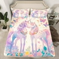 thumbnail image 2 of Manfei Purple Unicorn Twin Sheet Sets for Kids, Dreamy Butterfly Animal Twin Fitted Sheet, Garden Floral Flower Flat Sheet, Luxury Bedroom Decor, 3 Pieces, 2 of 7