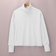 thumbnail image 4 of ManxiVoo Women's High Neck Pure Cotton Sweatshirt Long Sleeve Versatile Solid Color Casual Winter Pullover XXL Size White, 4 of 9