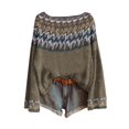 thumbnail image 4 of WTXUE Chandail Tricoté Vintage à Imprimé Artistique Fair Isle Léger Boho pour Femmes Manches Longues Col Rond Chandail Tops Chemises d'Automne Mode Bohème Western Blouses Décontractées Café 3TG, 4 of 4