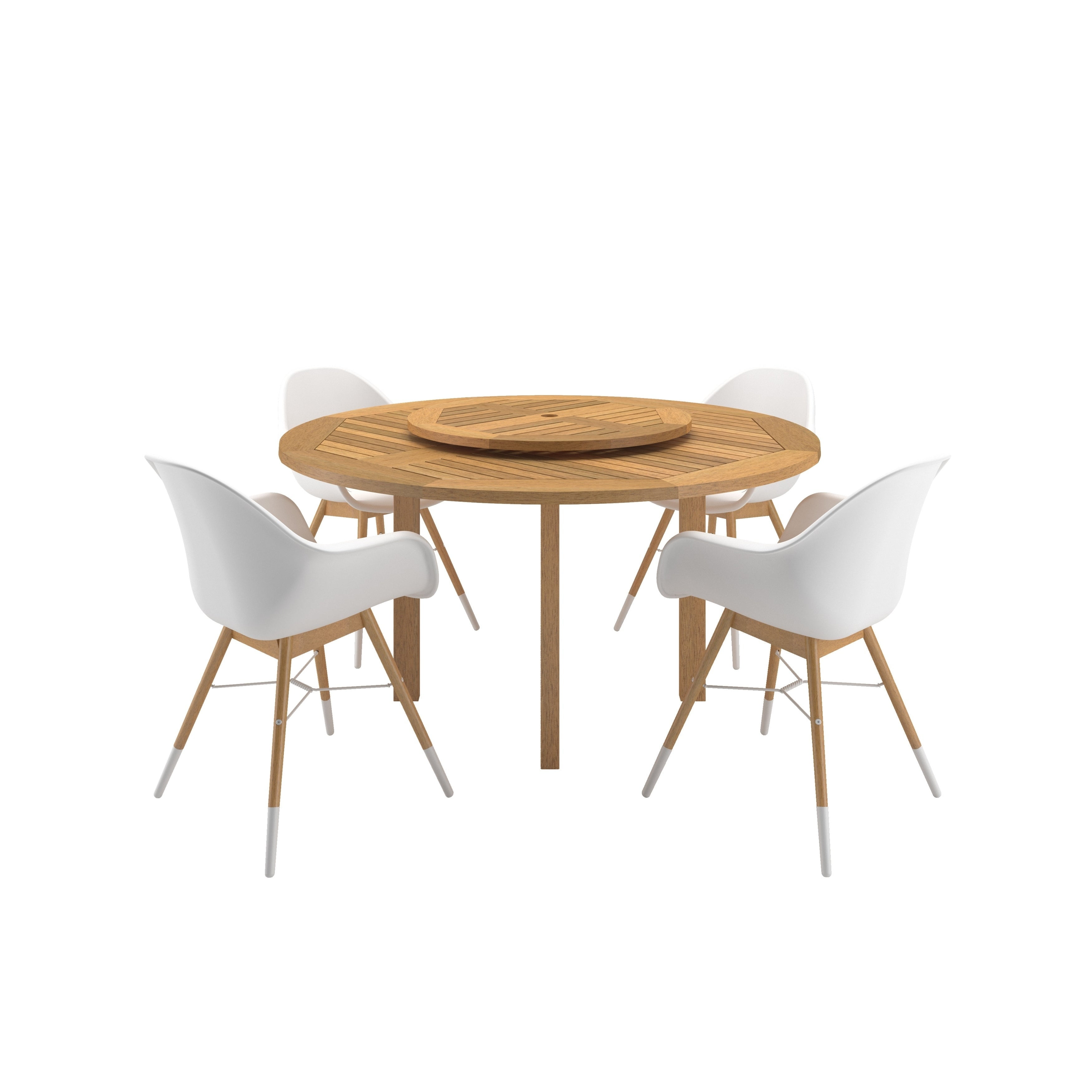 Amazonia 5piece Wood Lazy Susan Dining Set with Resin Armchairs